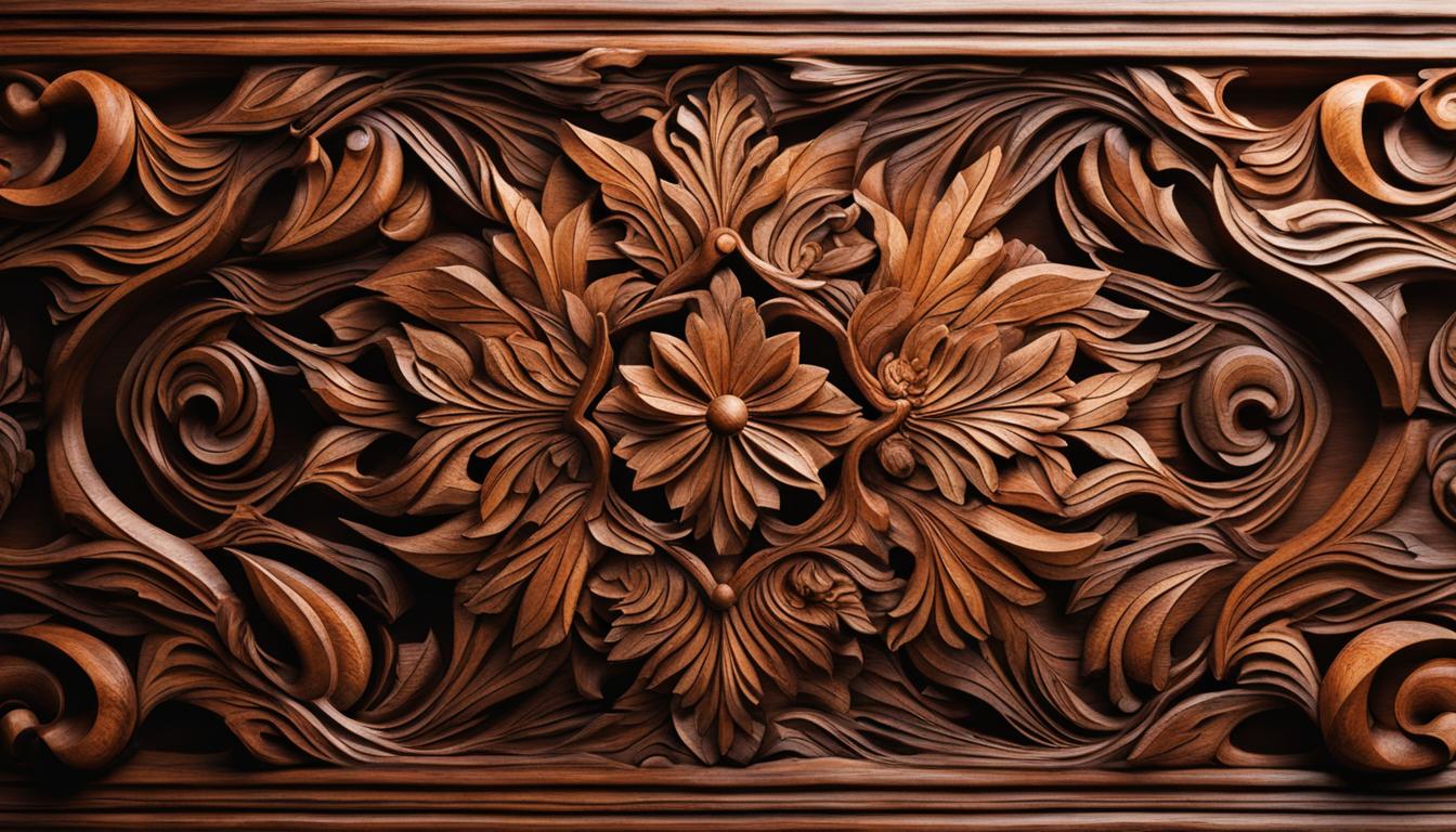 Kunsthandwerkliche Details auf Holzmöbeln