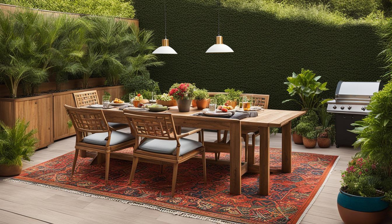 Outdoor-Teppichdesigns für Holzmöbel