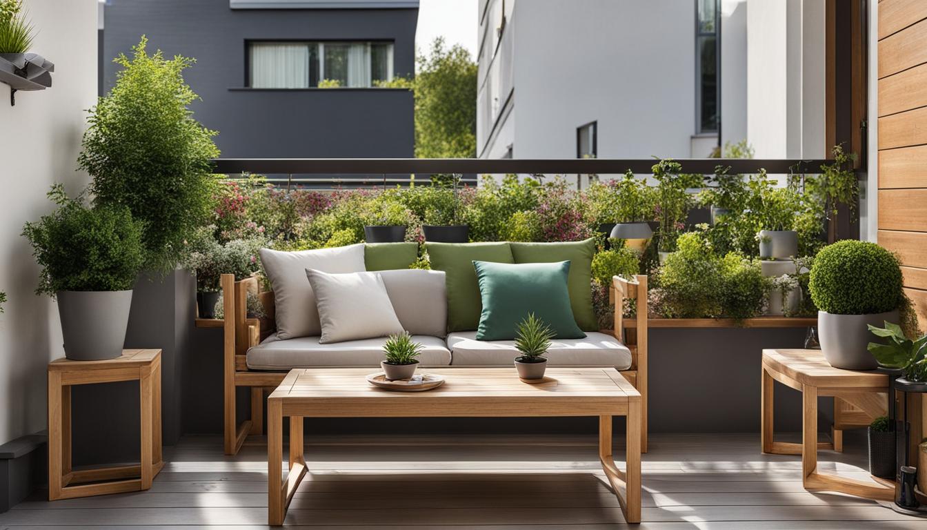 Platzoptimierte Holzgartenmöbel für Balkone